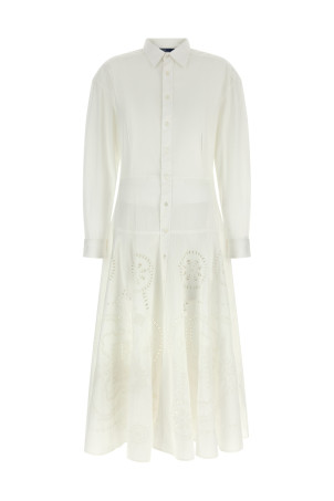Openwork embroidery dress White