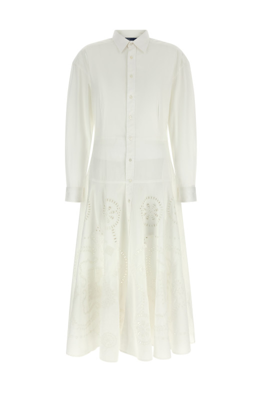 Openwork embroidery dress White