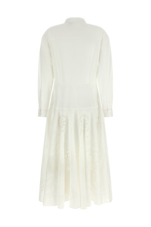 Openwork embroidery dress White