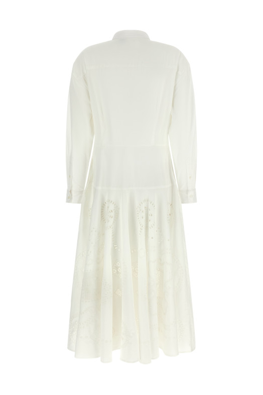 Openwork embroidery dress White