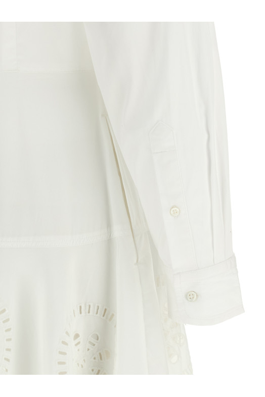 Openwork embroidery dress White