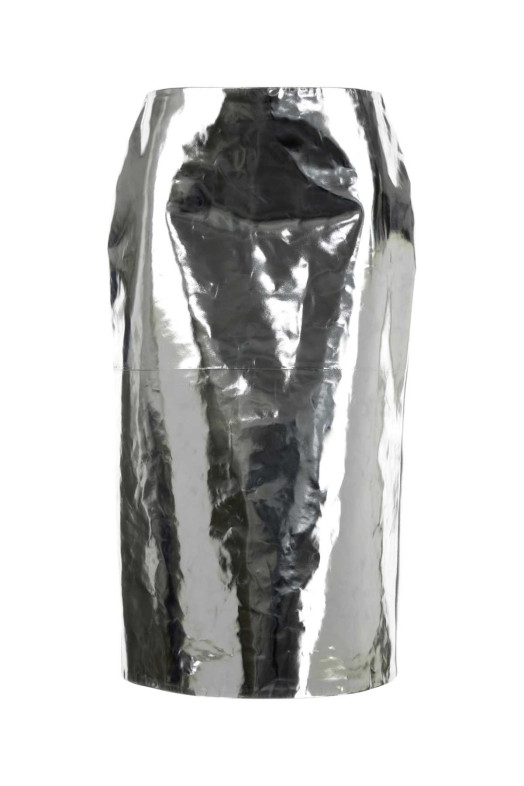 Silver leather skirt JIL SANDER (J03MA0293J07230)