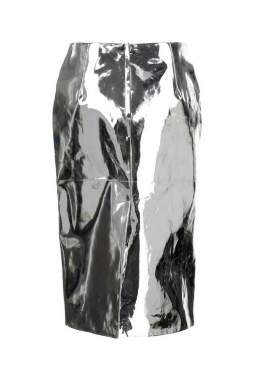Silver leather skirt JIL SANDER (J03MA0293J07230)