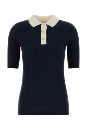 Navy blue wool blend polo shirt BRUNELLO CUCINELLI (M14817205)