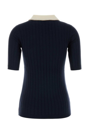 Navy blue wool blend polo shirt BRUNELLO CUCINELLI (M14817205)