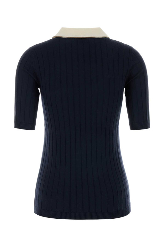 Navy blue wool blend polo shirt BRUNELLO CUCINELLI (M14817205)
