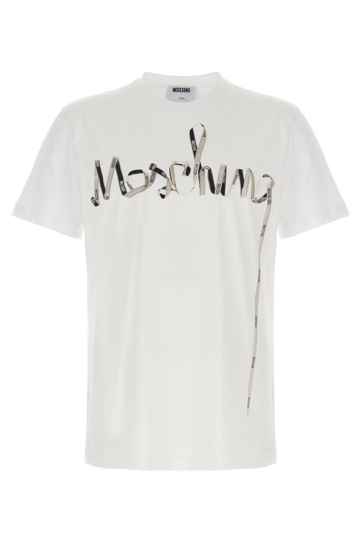 Футболка с принтом, белая MOSCHINO A070952411001