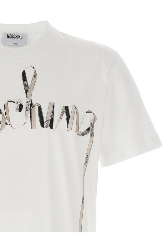 Футболка с принтом, белая MOSCHINO A070952411001