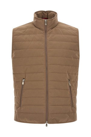 Стеганый жилет бежевого цвета BRUNELLO CUCINELLI MM4791451CIL56