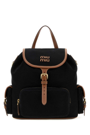 Black canvas backpack MIU MIU (5BZ042VOOM2IBQ)