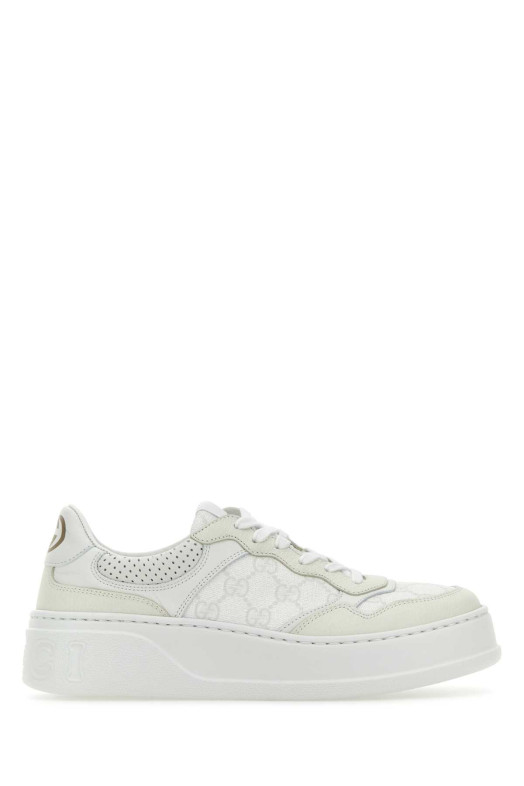 Белые кожаные кроссовки GUCCI (700775AACV2)