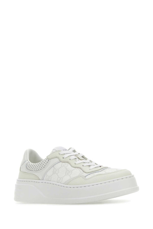 Белые кожаные кроссовки GUCCI (700775AACV2)