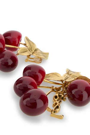 Two-tone metal and resine Cassandre earrings SAINT LAURENT (863195Y1591)