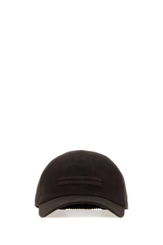 Dark brown linen baseball cap ZEGNA (RZ3I18HA3B7M)
