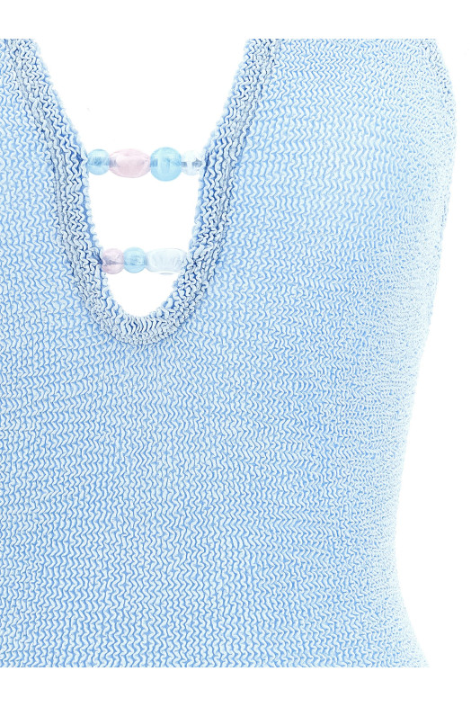 Цельный купальник «Адриана» СИНИЙ ADRIANABEADEDSWIMMETALLICICEBLUE