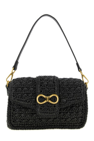 Raffia crossbody bag Black