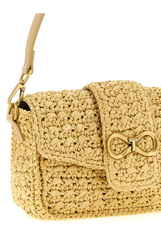 Raffia crossbody bag Beige