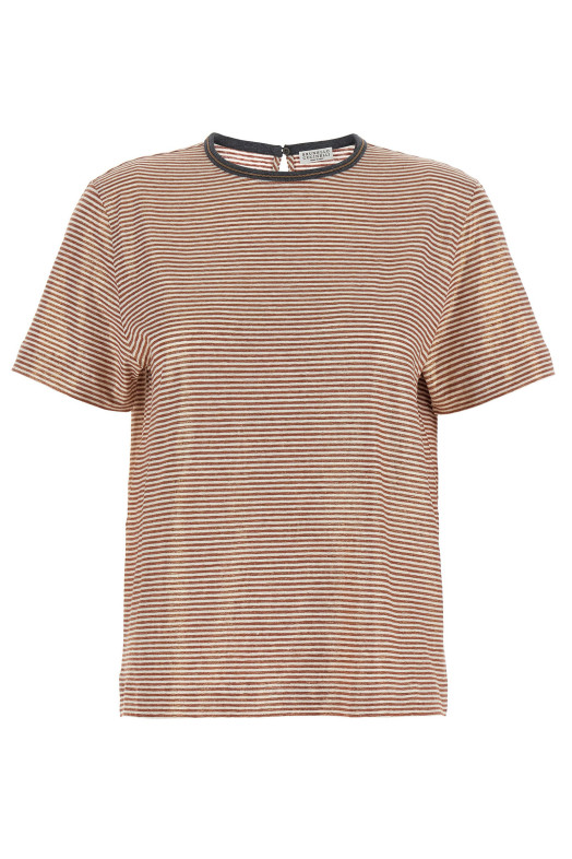 'Shiny Collar Detail' T-shirt Multicolor