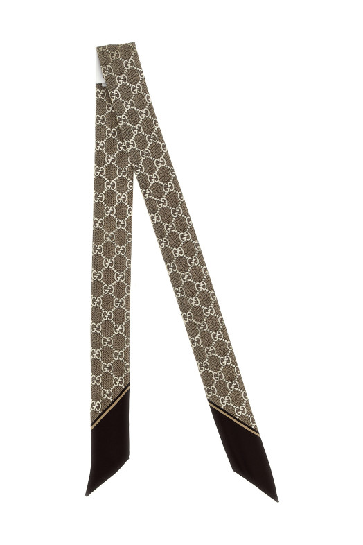 Шарф из ламе GG, коричневый GUCCI 8122503G0019865