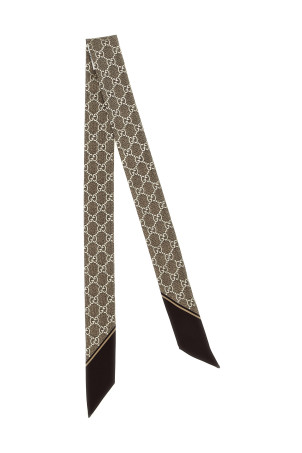 Шарф из ламе GG, коричневый GUCCI 8122503G0019865