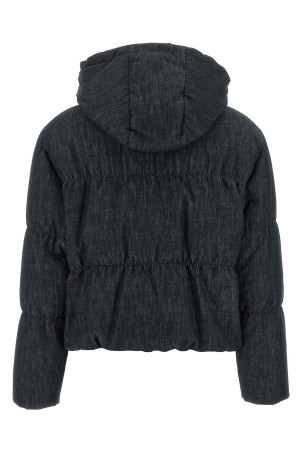 Denim-effect twill down jacket Blue