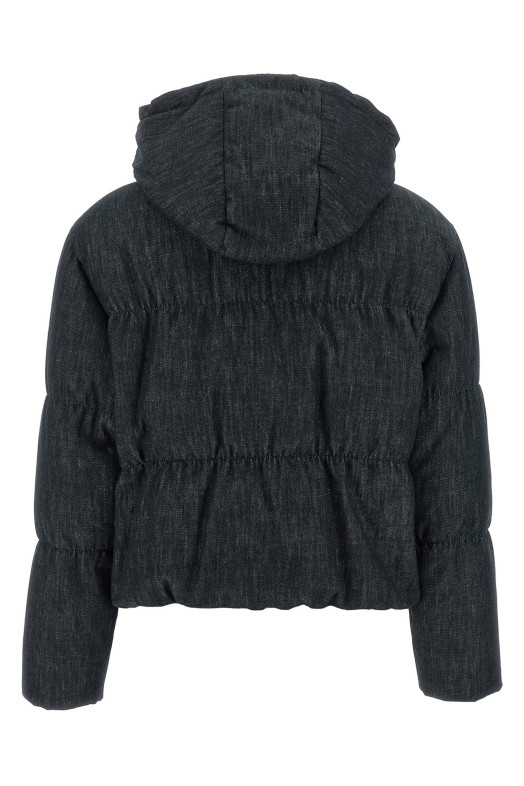 Denim-effect twill down jacket Blue
