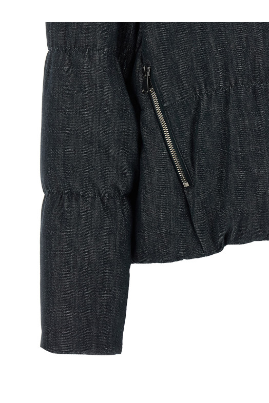 Denim-effect twill down jacket Blue