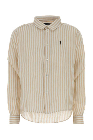 Льняная рубашка с вышивкой Lilac POLO RALPH LAUREN (211935130)