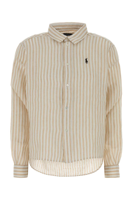 Льняная рубашка с вышивкой Lilac POLO RALPH LAUREN (211935130)
