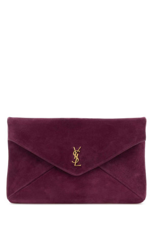 Фіолетова замшева сумочка-конверт SAINT LAURENT (8515901U80W)