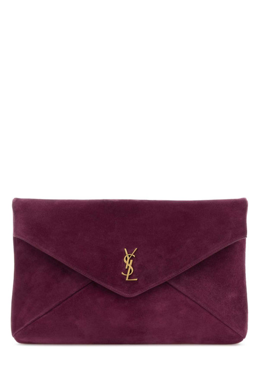Фиолетовый замшевый клатч SAINT LAURENT (8515901U80W)