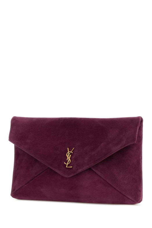 Фиолетовый замшевый клатч SAINT LAURENT (8515901U80W)