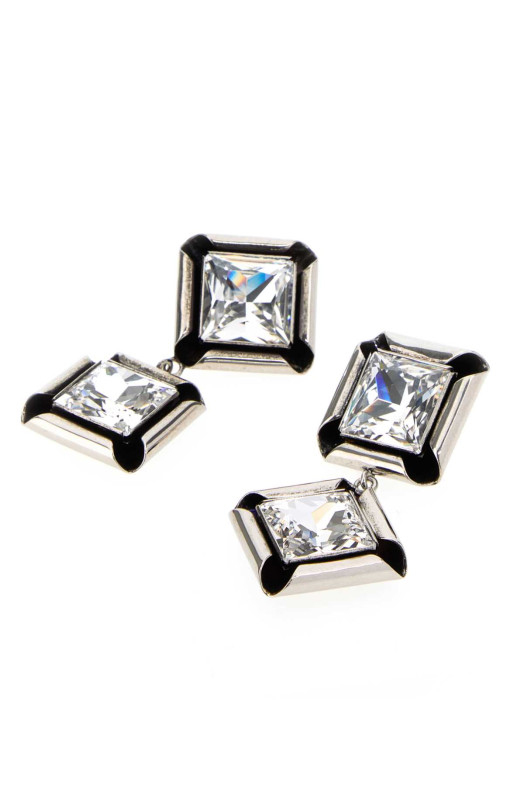 Silver metal  Deconstructed Crystals earrings GIVENCHY (BF118WF005)