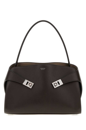 Dark brown leather medium Hug Soft shoulder bag SALVATORE FERRAGAMO (219816795204)