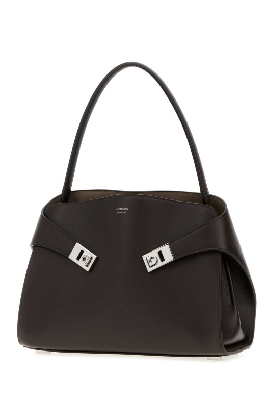 Dark brown leather medium Hug Soft shoulder bag SALVATORE FERRAGAMO (219816795204)