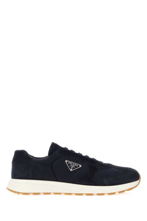 Navy blue Re-Nylon and suede sneakers Blue PRADA (2EE455FG000D7R)