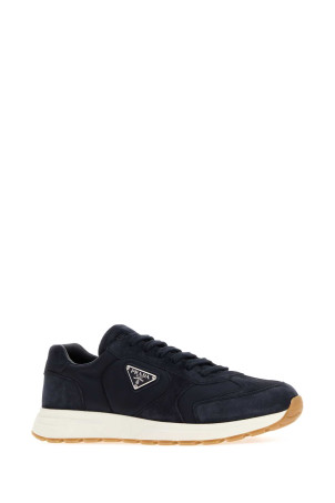 Navy blue Re-Nylon and suede sneakers Blue PRADA (2EE455FG000D7R)