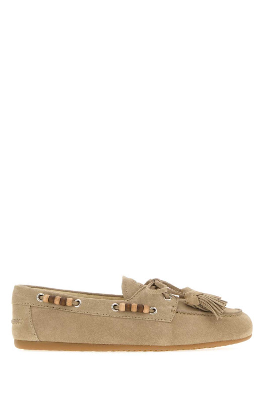 Лоферы из замши песочного цвета MIU MIU (5D518EF005054)