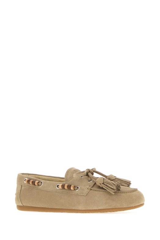 Лоферы из замши песочного цвета MIU MIU (5D518EF005054)