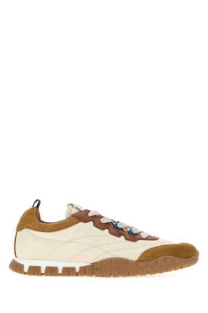 Ivory Re-Nylon and suede sneakers MIU MIU (5E417EF005LYW)