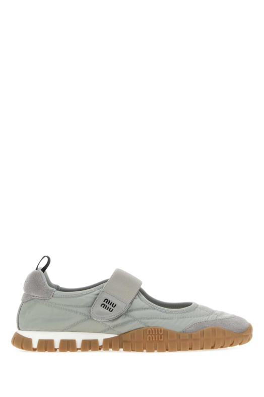 Балетки MIU MIU из ткани нежно-голубого цвета (5F416EF005D7C)