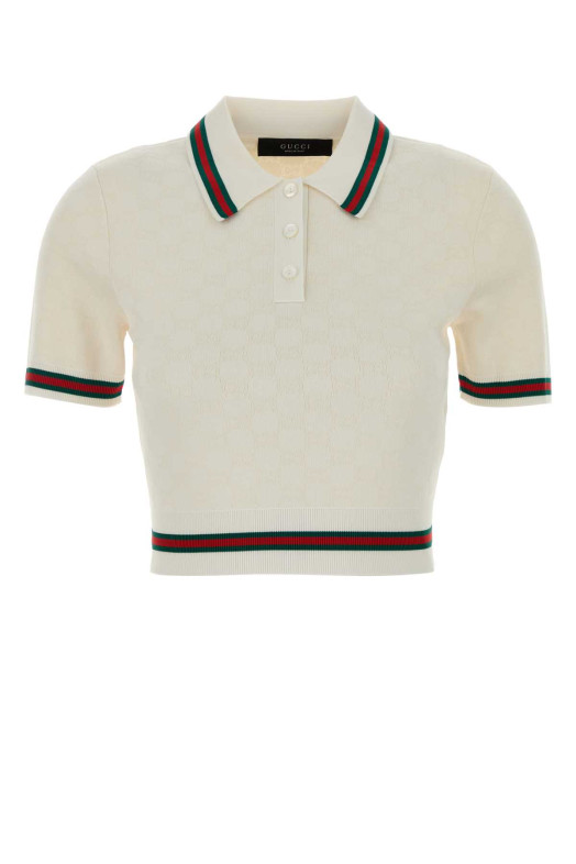 Поло из джерси цвета слоновой кости GG от GUCCI (789690XKD3R)
