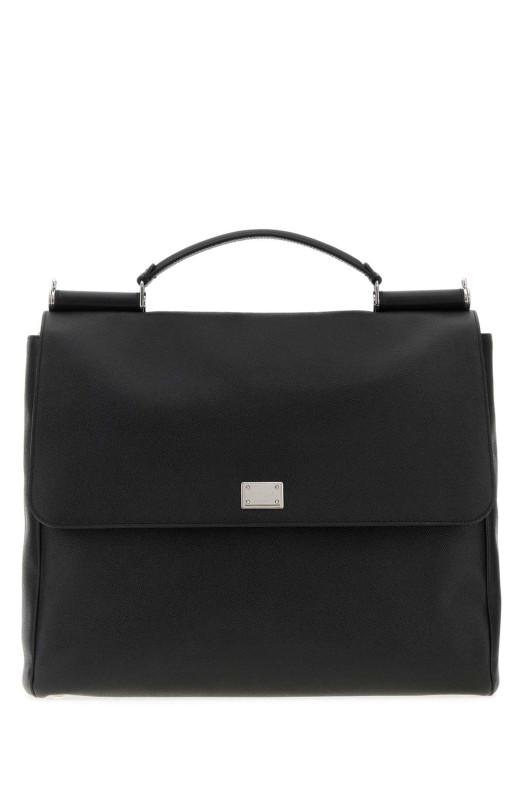 Черный кожаный портфель Sicily от DOLCE & GABBANA (BM2447BG065) DOLCE & GABBANA