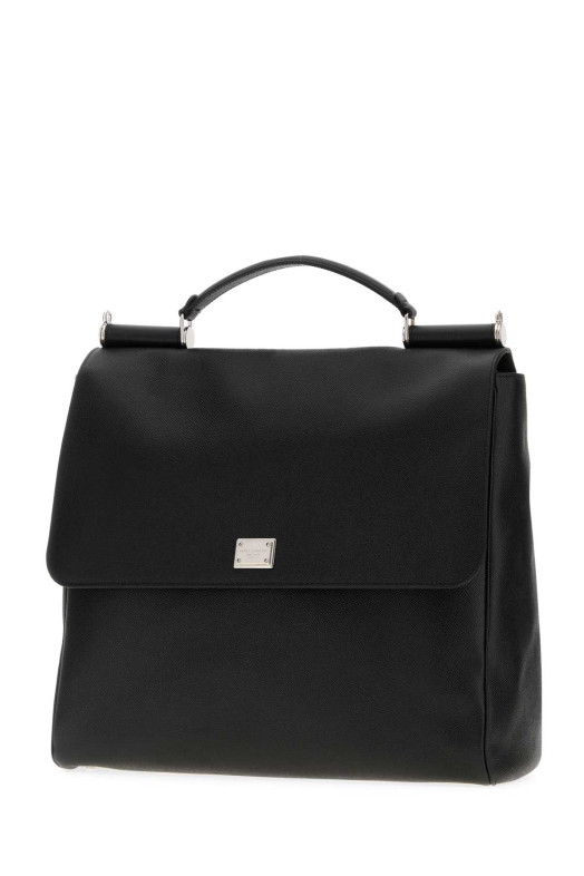 Черный кожаный портфель Sicily от DOLCE & GABBANA (BM2447BG065) DOLCE & GABBANA