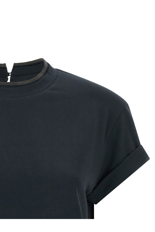 'Shiny Collar' T-shirt Blue