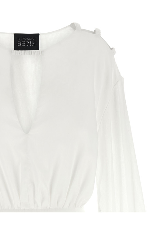 Платье из хлопкового муслина, белого цвета GIOVANNI BEDIN GBSS26507CBIANCO