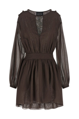 Хлопковое платье из муслина, коричневое GIOVANNI BEDIN GBSS26507CMARRONE