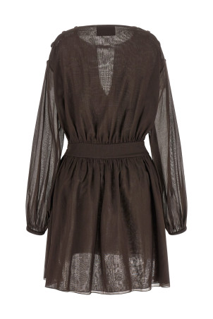 Хлопковое платье из муслина, коричневое GIOVANNI BEDIN GBSS26507CMARRONE