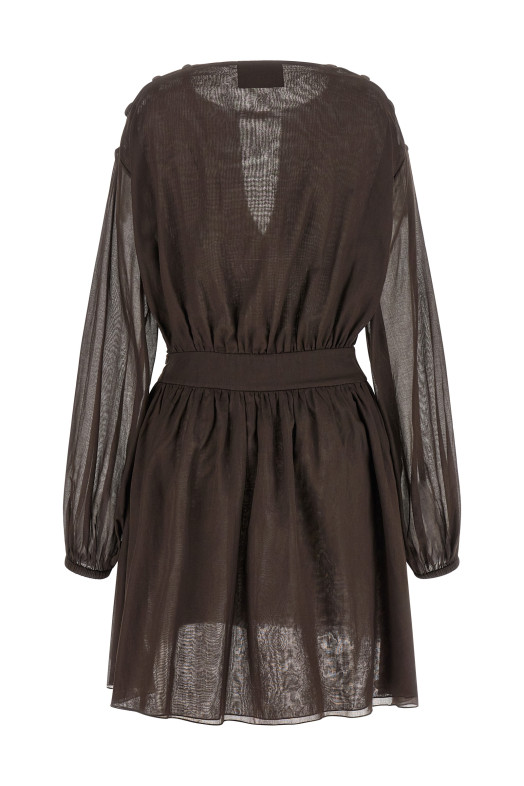 Хлопковое платье из муслина, коричневое GIOVANNI BEDIN GBSS26507CMARRONE