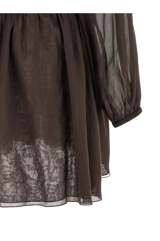 Хлопковое платье из муслина, коричневое GIOVANNI BEDIN GBSS26507CMARRONE
